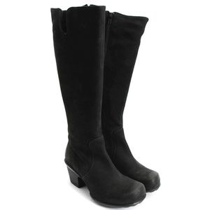 Fluevog Hopefuls Divine black leather zippered knee high boots EUC